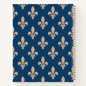 Fleur de Lis, Beige on Navy Blue, Royal, Your Name Notizblock (Rückseite)