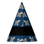 Fleur de Lis, Beige on Navy Blue, Royal, Your Name Partyhütchen (Rückseite)