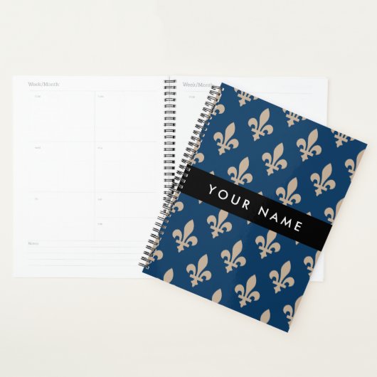 Fleur de Lis, Beige on Navy Blue, Royal, Your Name Planer (Anzeige)