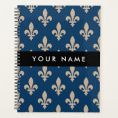 Fleur de Lis, Beige on Navy Blue, Royal, Your Name Planer (Vorderseite)