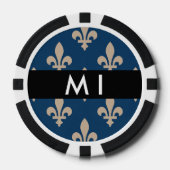 Fleur de Lis, Beige on Navy Blue, Royal, Your Name Pokerchips (Vorderseite)