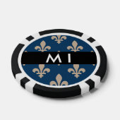 Fleur de Lis, Beige on Navy Blue, Royal, Your Name Pokerchips (Einzeln)