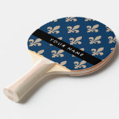 Fleur de Lis, Beige on Navy Blue, Royal, Your Name Tischtennis Schläger (Vorderseite)