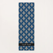 Fleur de Lis, Beige on Navy Blue, Royal, Your Name Yogamatte (Rückseite)