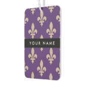 Fleur de Lis, Beige on Purple, Royal, Your Name Autolufterfrischer (Links)