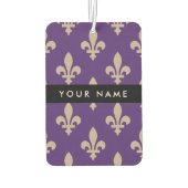 Fleur de Lis, Beige on Purple, Royal, Your Name Autolufterfrischer (Rückseite)