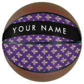 Fleur de Lis, Beige on Purple, Royal, Your Name Basketball (Vorderseite)
