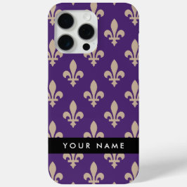 Fleur de Lis, Beige on Purple, Royal, Your Name Case-Mate iPhone Hülle