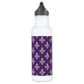 Fleur de Lis, Beige on Purple, Royal, Your Name Edelstahlflasche (Rechts)