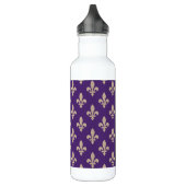 Fleur de Lis, Beige on Purple, Royal, Your Name Edelstahlflasche (Links)