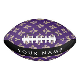 Fleur de Lis, Beige on Purple, Royal, Your Name Football