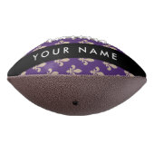 Fleur de Lis, Beige on Purple, Royal, Your Name Football (Gedreht 270)