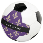 Fleur de Lis, Beige on Purple, Royal, Your Name Fußball (Dreiviertel)