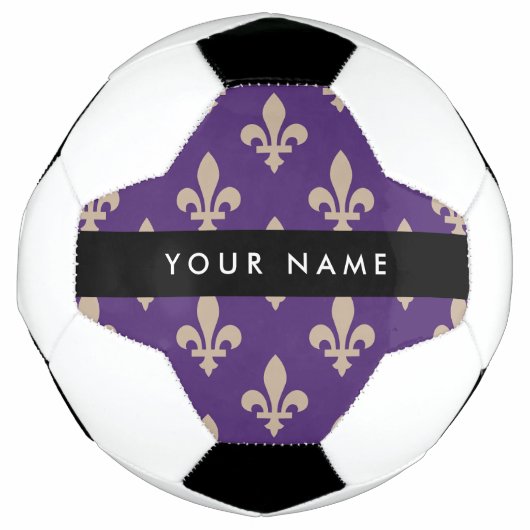 Fleur de Lis, Beige on Purple, Royal, Your Name Fußball (Vorderseite)