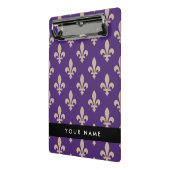 Fleur de Lis, Beige on Purple, Royal, Your Name Mini Klemmbrett (Gewinkelt2)