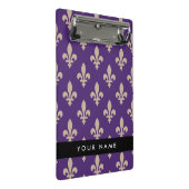 Fleur de Lis, Beige on Purple, Royal, Your Name Mini Klemmbrett (Schrägansicht)
