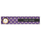 Fleur de Lis, Beige on Purple, Royal, Your Name Namensplakette (Vorderseite)