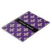 Fleur de Lis, Beige on Purple, Royal, Your Name Notizblock (Linke Seite)