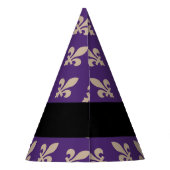 Fleur de Lis, Beige on Purple, Royal, Your Name Partyhütchen (Rückseite)