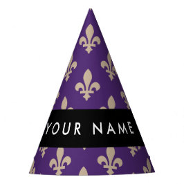 Fleur de Lis, Beige on Purple, Royal, Your Name Partyhütchen