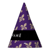 Fleur de Lis, Beige on Purple, Royal, Your Name Partyhütchen (Rechts)