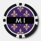 Fleur de Lis, Beige on Purple, Royal, Your Name Pokerchips (Vorderseite)