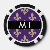 Fleur de Lis, Beige on Purple, Royal, Your Name Pokerchips (Rückseite)