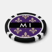 Fleur de Lis, Beige on Purple, Royal, Your Name Pokerchips (Einzeln)