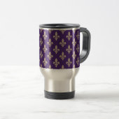 Fleur de Lis, Beige on Purple, Royal, Your Name Reisebecher (VorderseiteRechts)