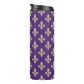 Fleur de Lis, Beige on Purple, Royal, Your Name Thermosbecher (Nach rechts gedreht)