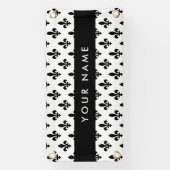 Fleur de Lis, Black on White, Black, Your Name Banner (Vertikal)