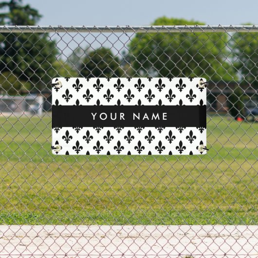 Fleur de Lis, Black on White, Black, Your Name Banner (Insitu)