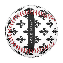 Fleur de Lis, Black on White, Black, Your Name Baseball