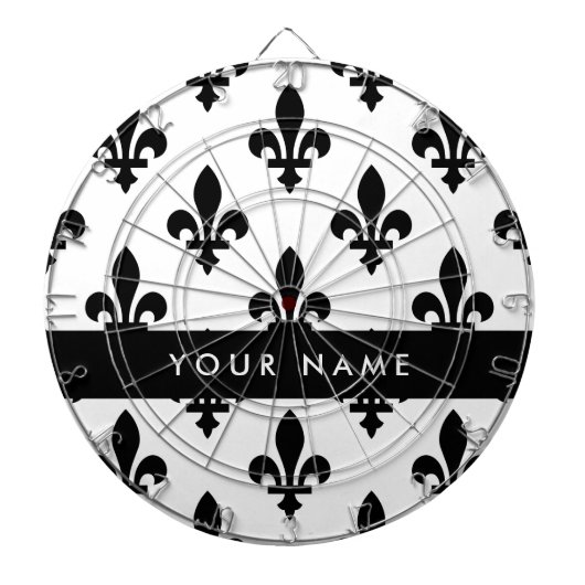 Fleur de Lis, Black on White, Black, Your Name Dartscheibe (vorne)