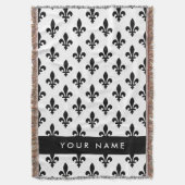Fleur de Lis, Black on White, Black, Your Name Decke (Vorderseite Vertikal)