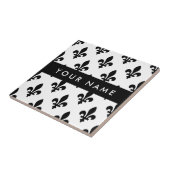 Fleur de Lis, Black on White, Black, Your Name Fliese (Seite)