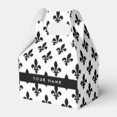 Fleur de Lis, Black on White, Black, Your Name Geschenkschachtel (Vorderseite)