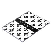 Fleur de Lis, Black on White, Black, Your Name Notizblock (Linke Seite)