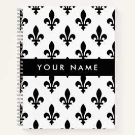 Fleur de Lis, Black on White, Black, Your Name Notizblock