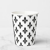 Fleur de Lis, Black on White, Black, Your Name Pappbecher (Links)