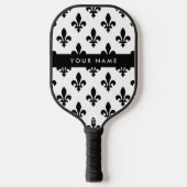 Fleur de Lis, Black on White, Black, Your Name Pickleball Schläger (Vorderseite)