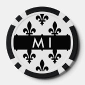 Fleur de Lis, Black on White, Black, Your Name Pokerchips (Rückseite)