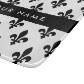 Fleur de Lis, Black on White, Black, Your Name Schneidebrett (Ecke)