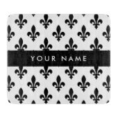 Fleur de Lis, Black on White, Black, Your Name Schneidebrett (Vorderseite)