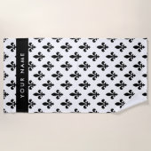 Fleur de Lis, Black on White, Black, Your Name Strandtuch (Vorderseite)