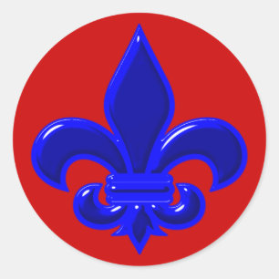 Fleur De Lis Blau blue Runder Aufkleber