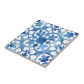 Fleur-de-lis Blue Watercolor Fliese (Seite)