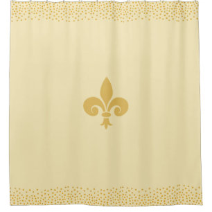 Fleur_de_Lis Blume & Gold Confetti auf Golden Duschvorhang