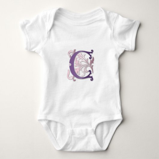 Fleur-de-lis-C-Monogramm Baby Strampler (Vorderseite)