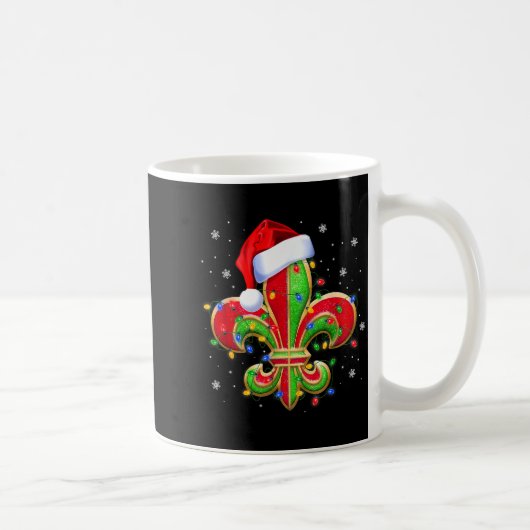 Fleur De Lis Christmas Ornament With Santa Hat Xma Kaffeetasse (Rechts)